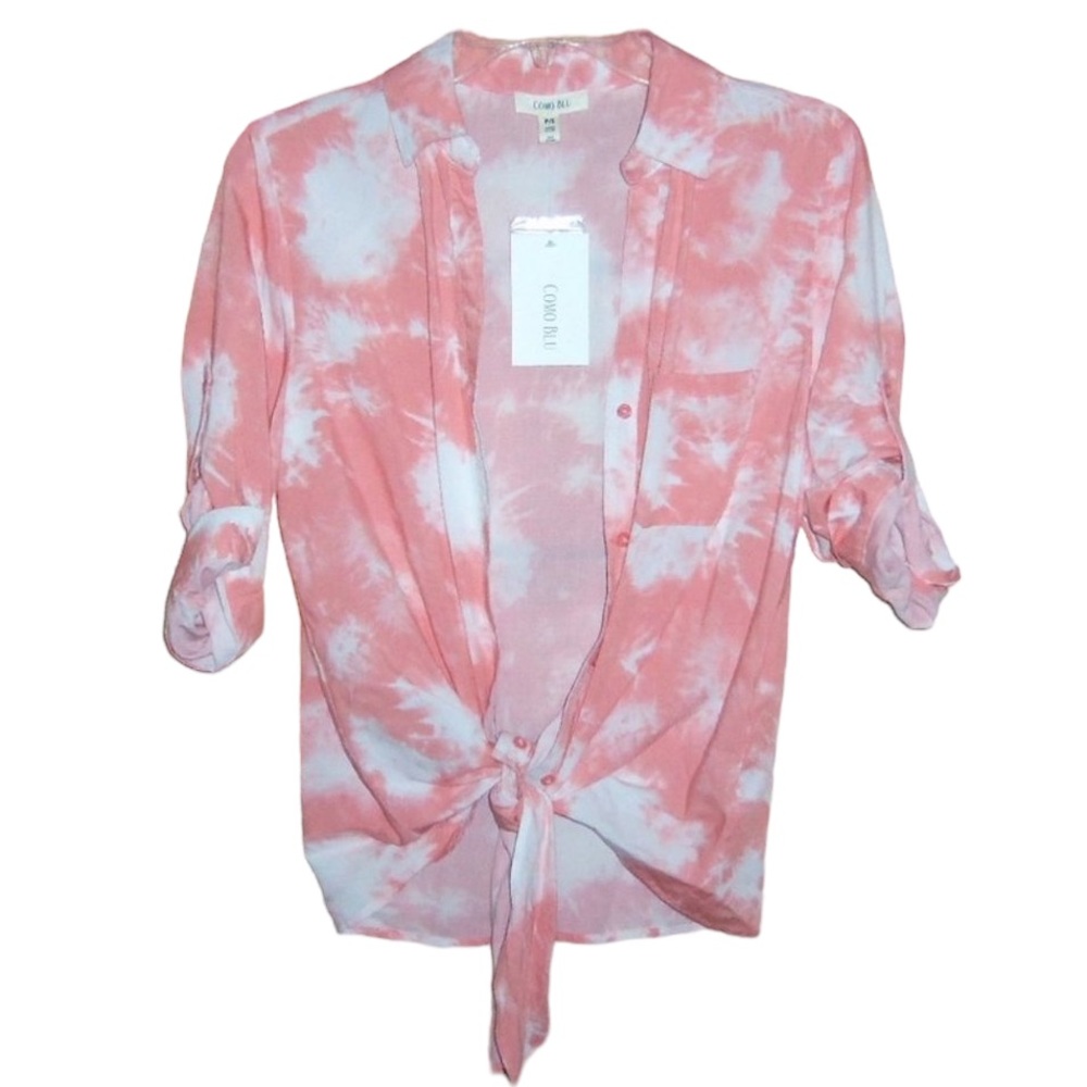 NWT Como Blu Tie Dye Pink Button Down Top Shirt - Women’s S/P - Picture 5 of 11